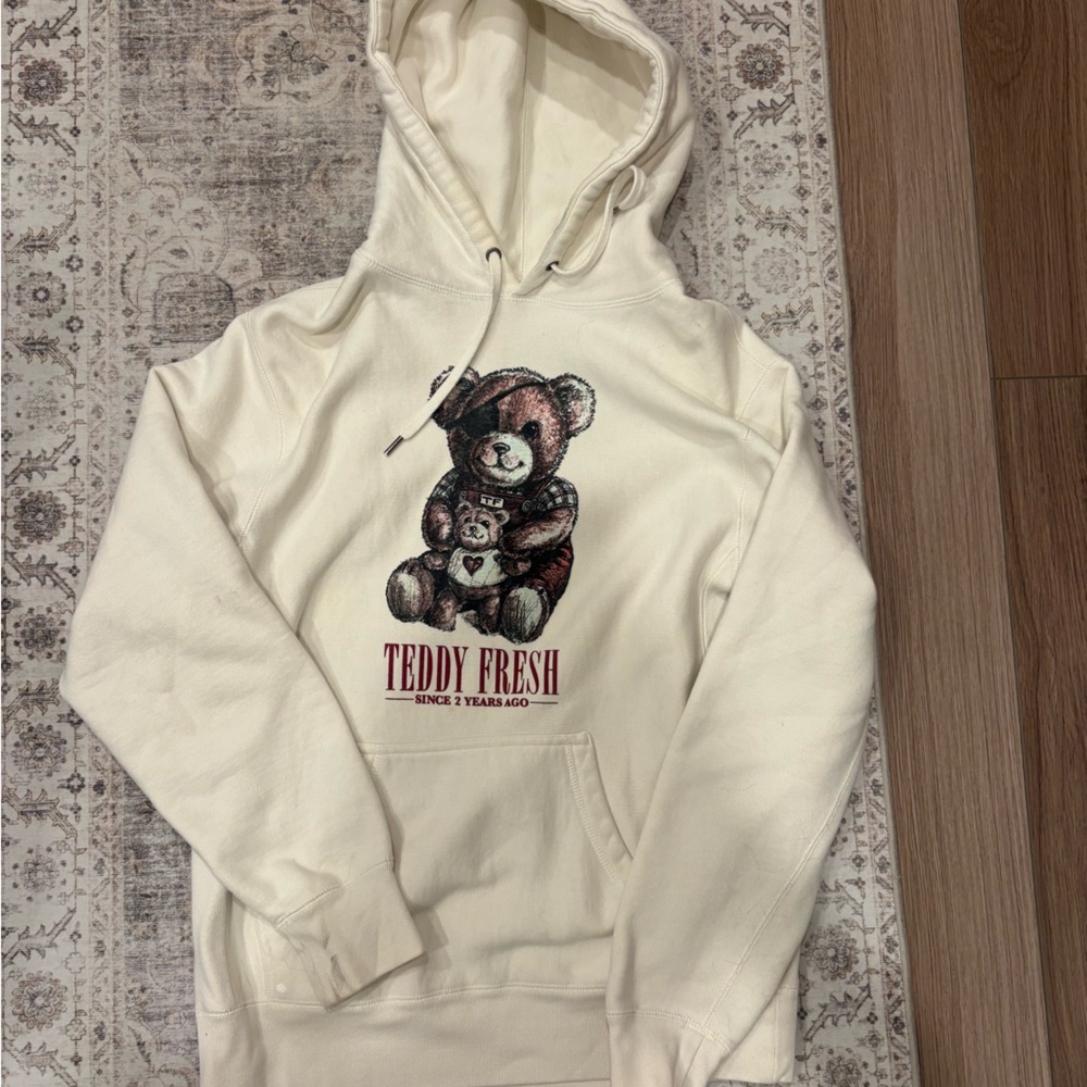 Teddy Fresh Cream Hoodie with Vintage Teddy Graphic